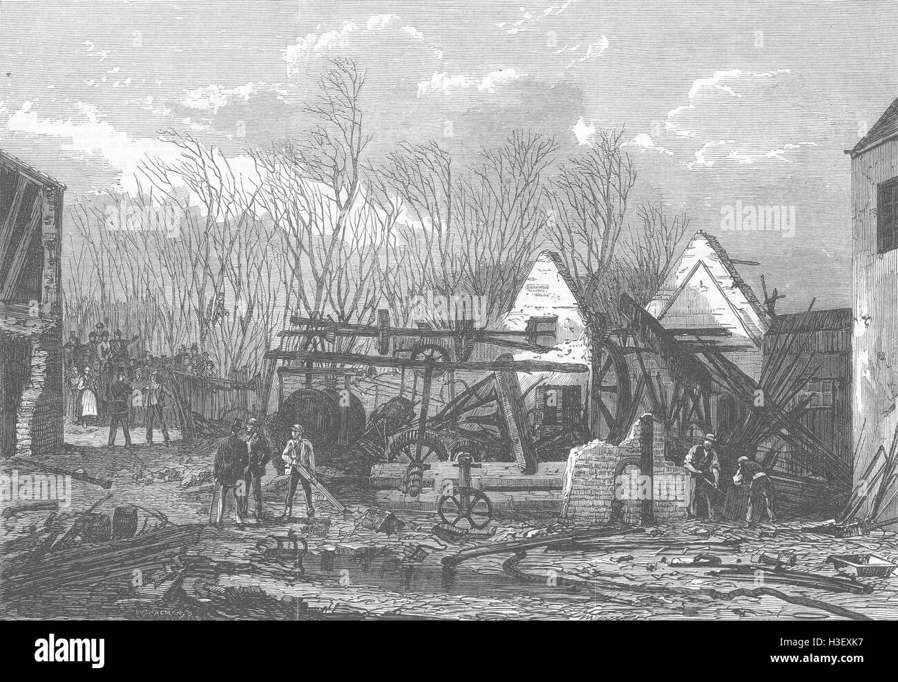 KENT Powder Explosion in Oare Werke, nr Faversham 1867. Illustrierte London News Stockfoto