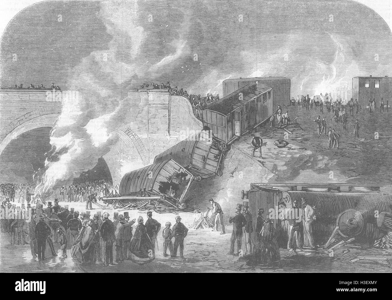 LONDON tödlichen Eisenbahnunfall in Kentish Town 1861. Illustrierte London News Stockfoto