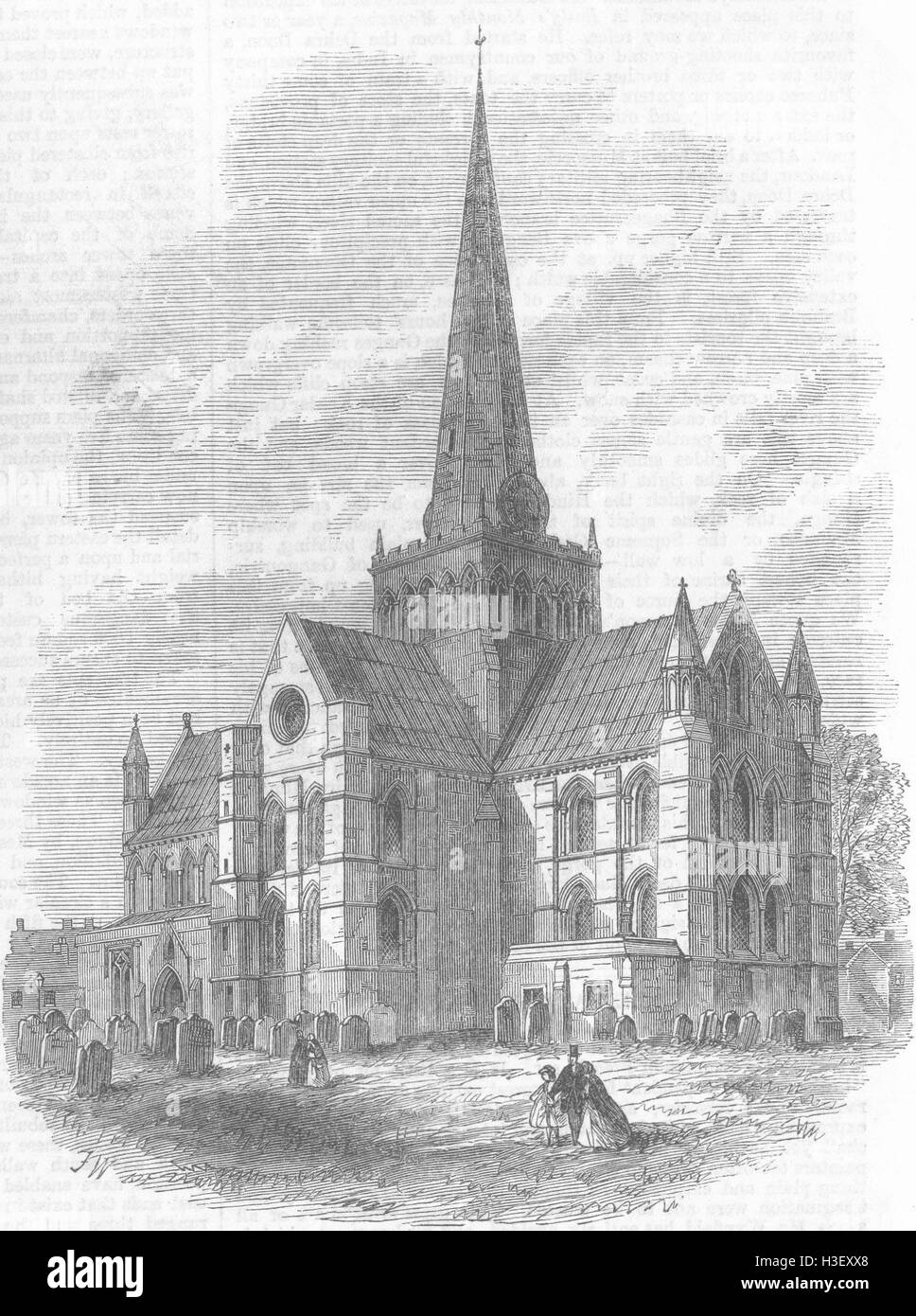 DURHAM St Cuthberts Kirche, Darlington, restauriert 1866. Illustrierte London News Stockfoto
