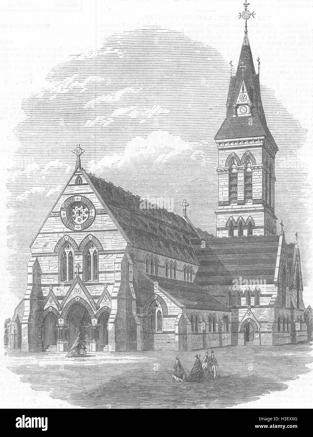 KENT Kirche des Hl. Michael & alle Engel, Bromley 1866. Illustrierte London News Stockfoto