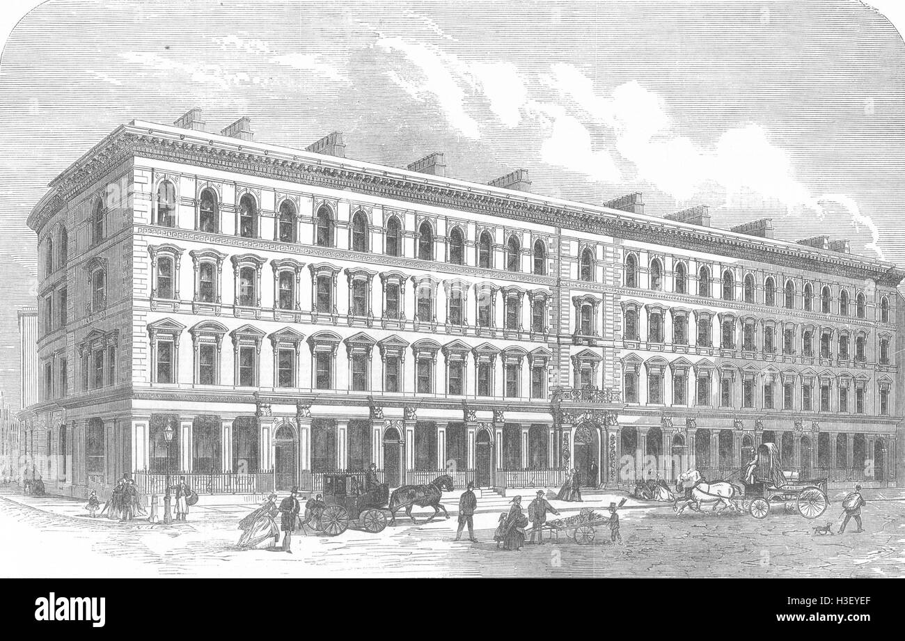 LONDON-Gebäude gebaut, India House, Leadenhall St 1866. Illustrierte London News Stockfoto