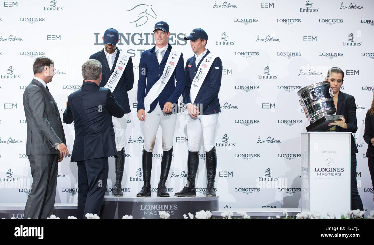 Daniel Deusser gewinnt ersten Platz bei Longines Grand Prix Veranstaltung bei den Longines Meister Los Angeles 2016 im Long Beach Convention Center am 2. Oktober 2016 in Long Beach, Kalifornien Stockfoto