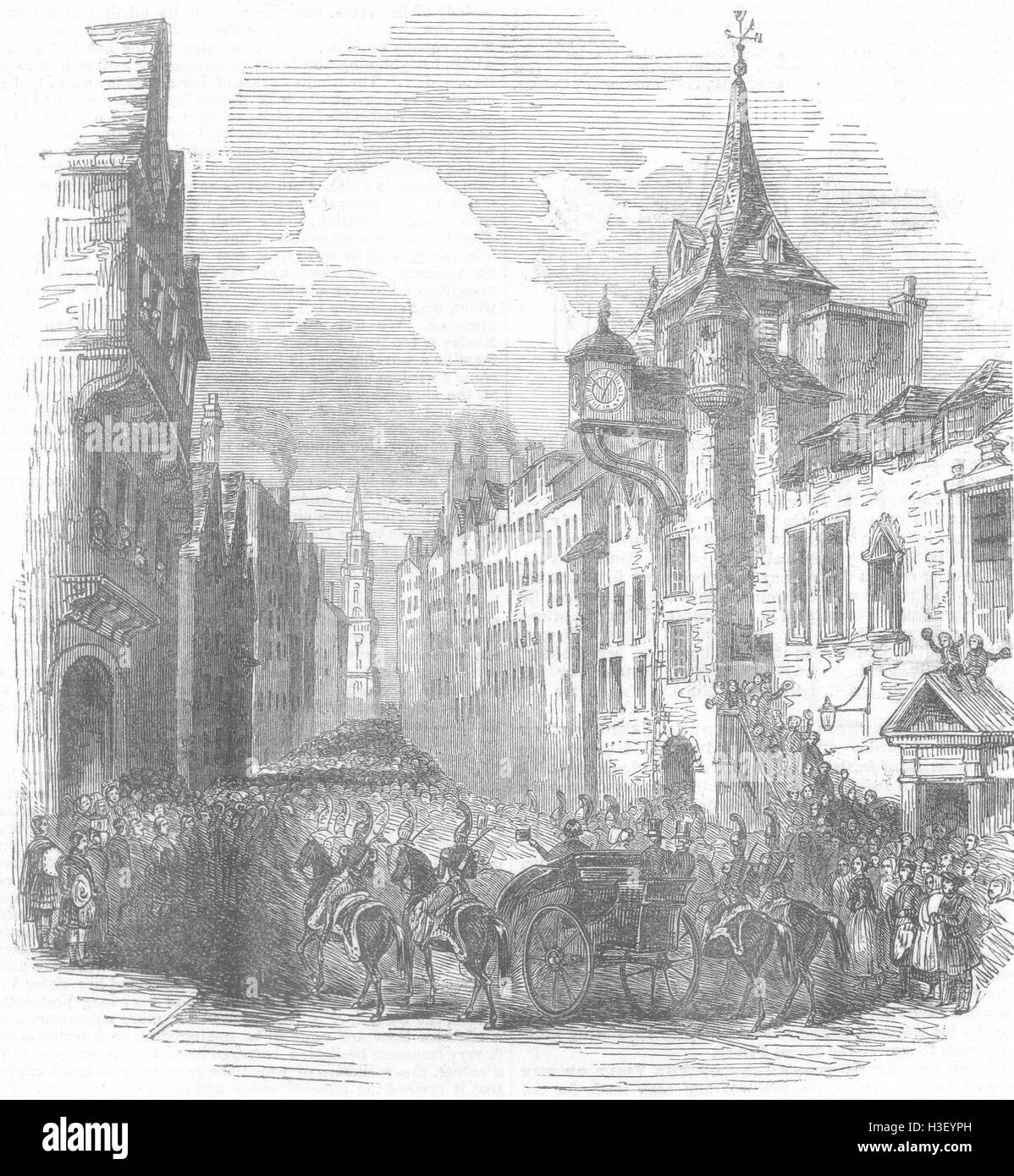Schottland, vorbei an der Canongate, Edinburgh 1842. Illustrierte London News Stockfoto