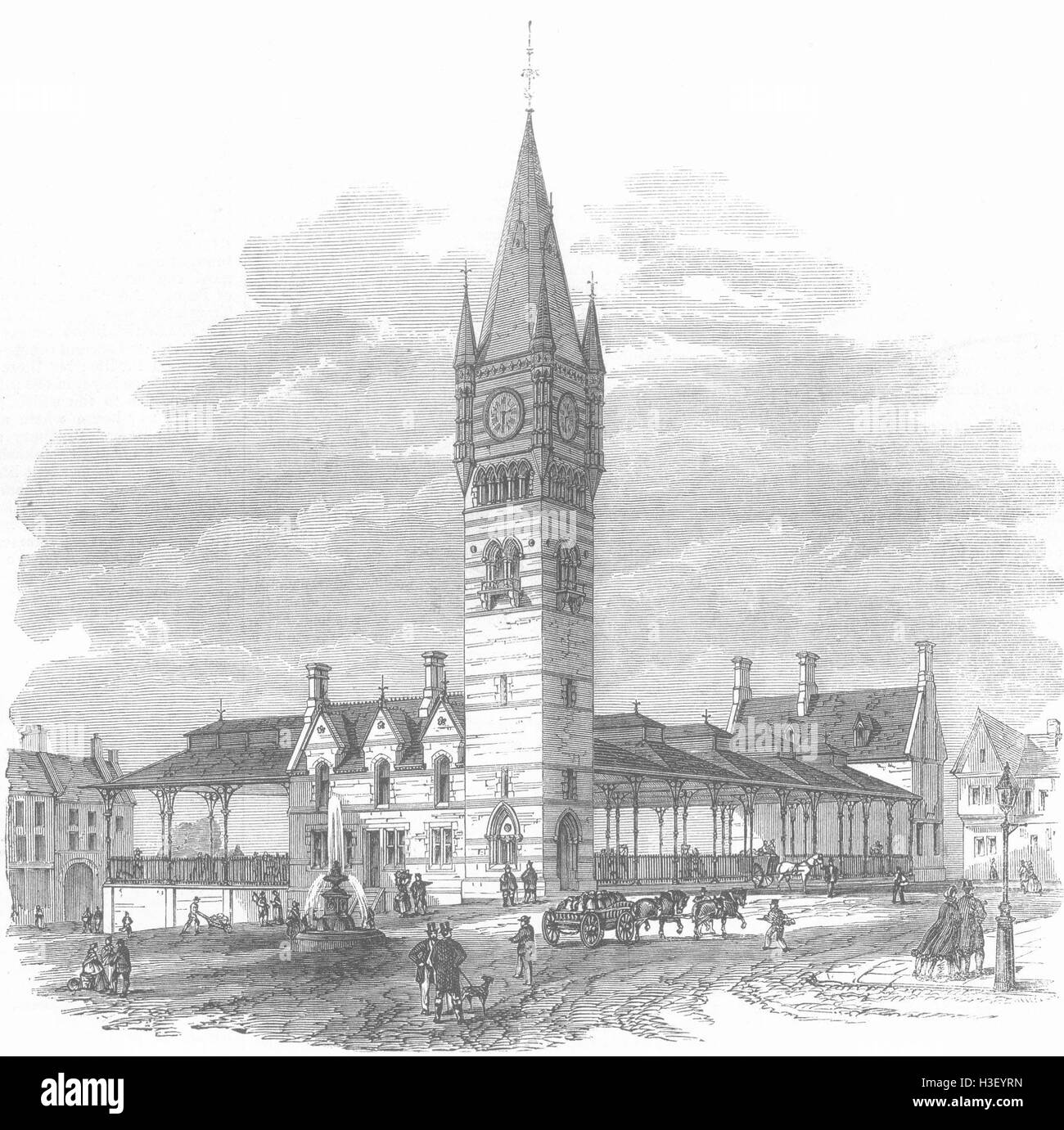 DURHAM neue Markthalle auf dem Darlington Raceway 1864. Illustrierte London News Stockfoto