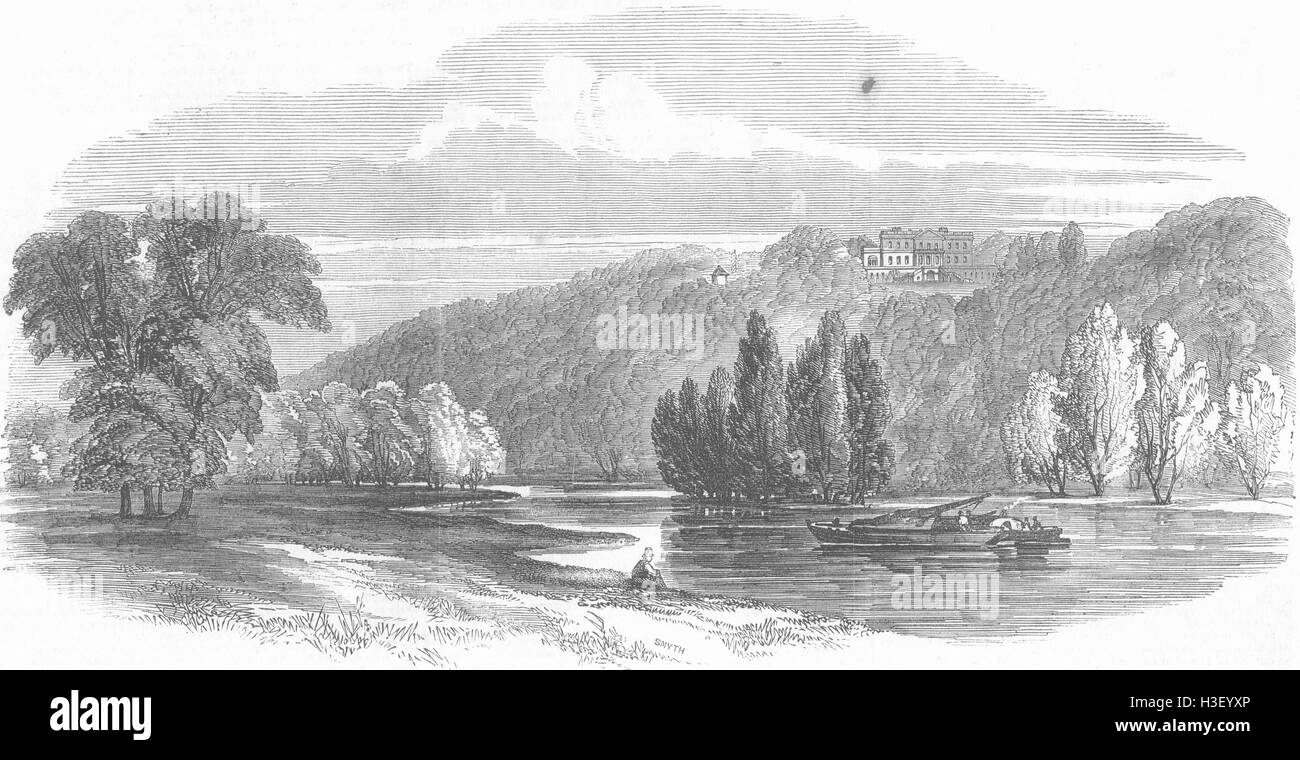 Böcke Cliveden, Maidenhead; durch einen Brand 1849 zerstört. Illustrierte London News Stockfoto