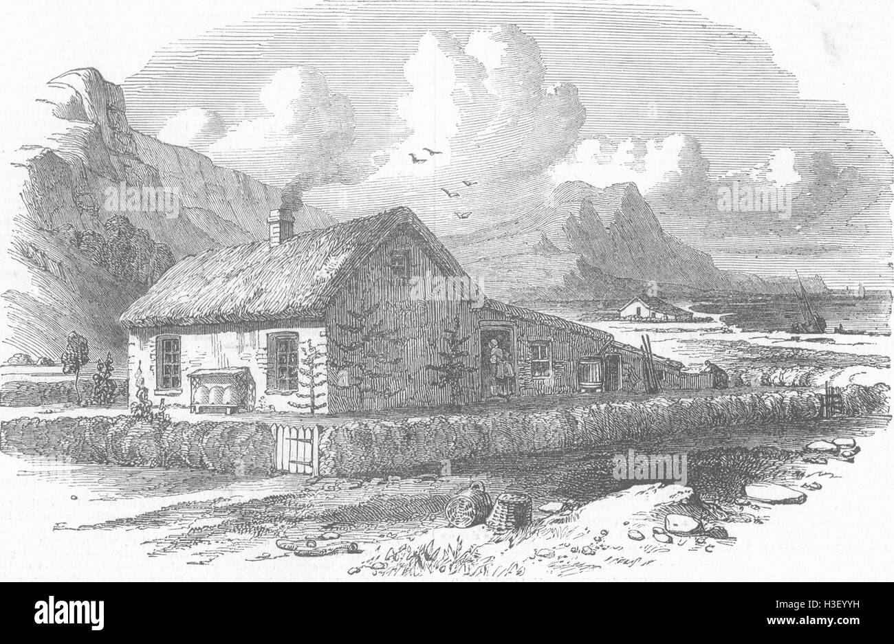 Schottland-Modell des königlichen patriotischen Soc 1849 Cottage. Illustrierte London News Stockfoto