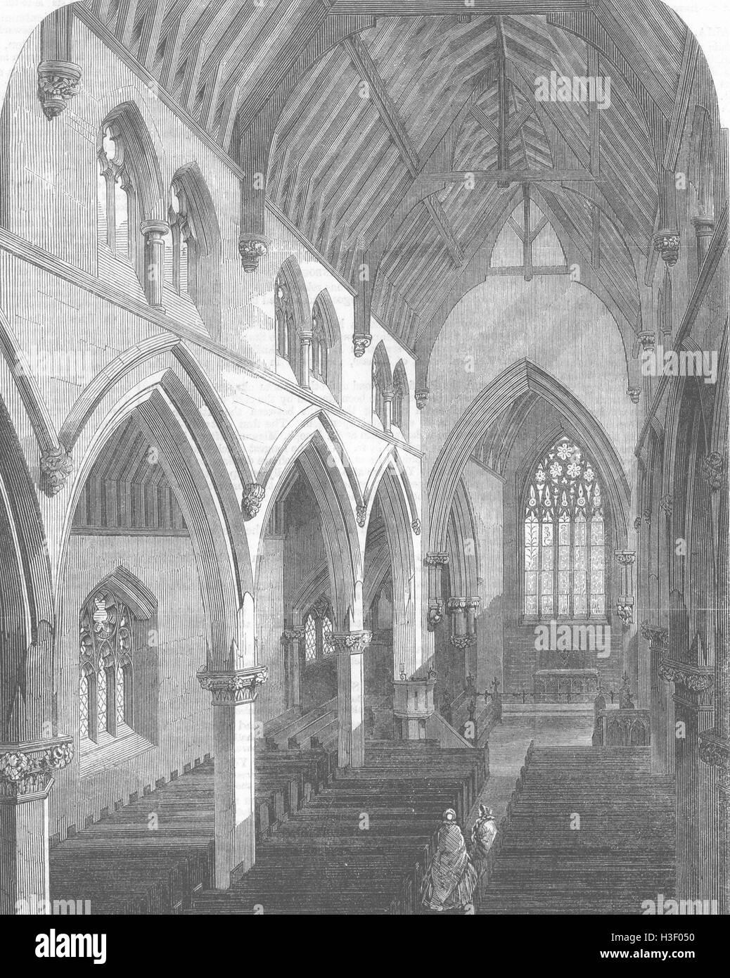 LONDON neue Kirche von St. Luke, Euston Road, St. Pancras 1861. Illustrierte London News Stockfoto