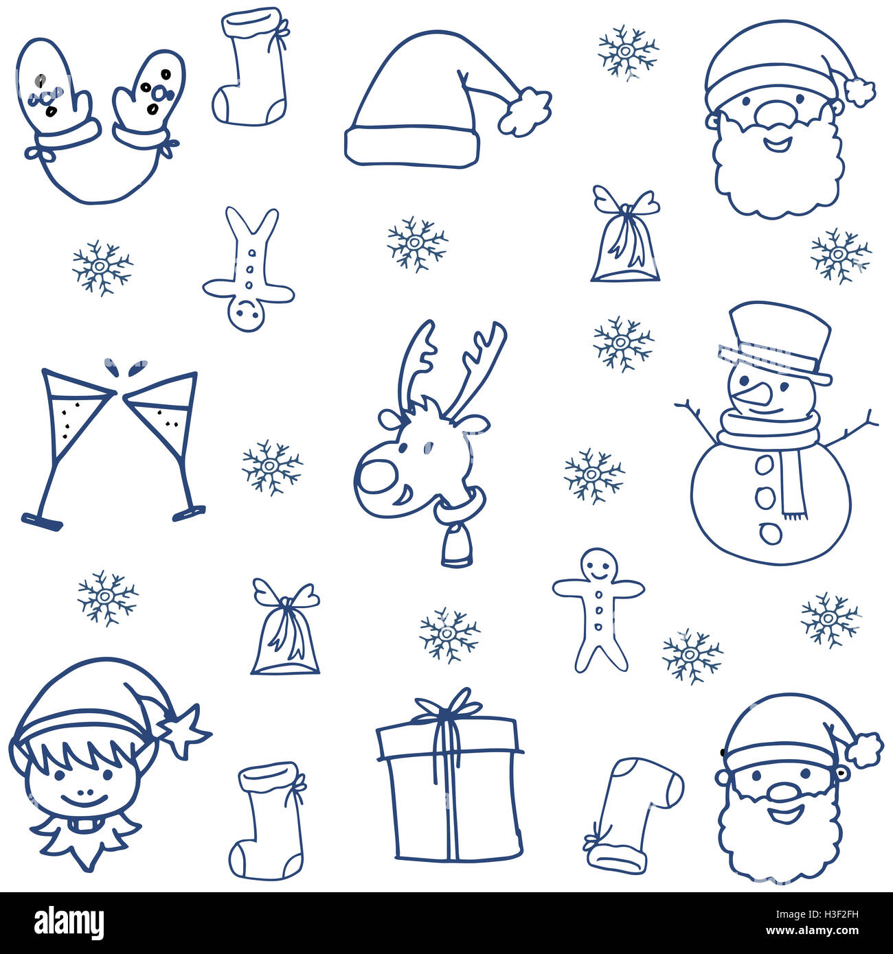 Doodle von Hand zeichnen Weihnachten Objekt Vektor-illustration  Stockfotografie - Alamy