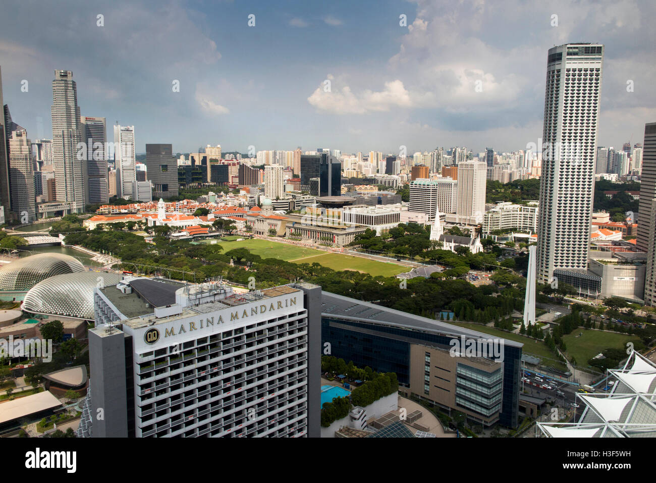 Singapur, Padang und Altbauten Strandpromenade von Pan Pacific Hotel Stockfoto