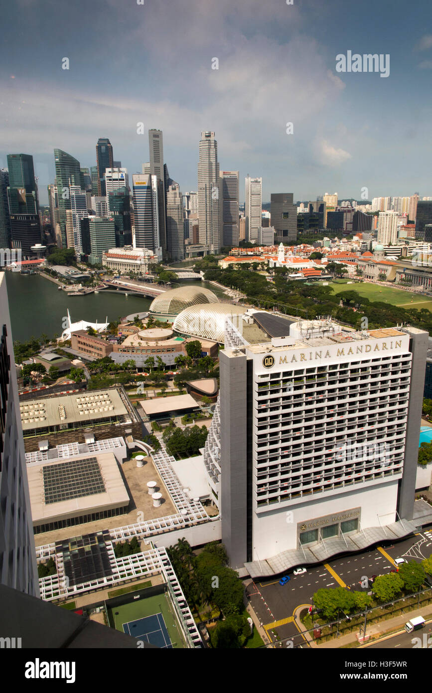 Singapur, Marine Mandarin und alte Strandpromenade von Pan Pacific Hotel Pacific Club Lounge Stockfoto