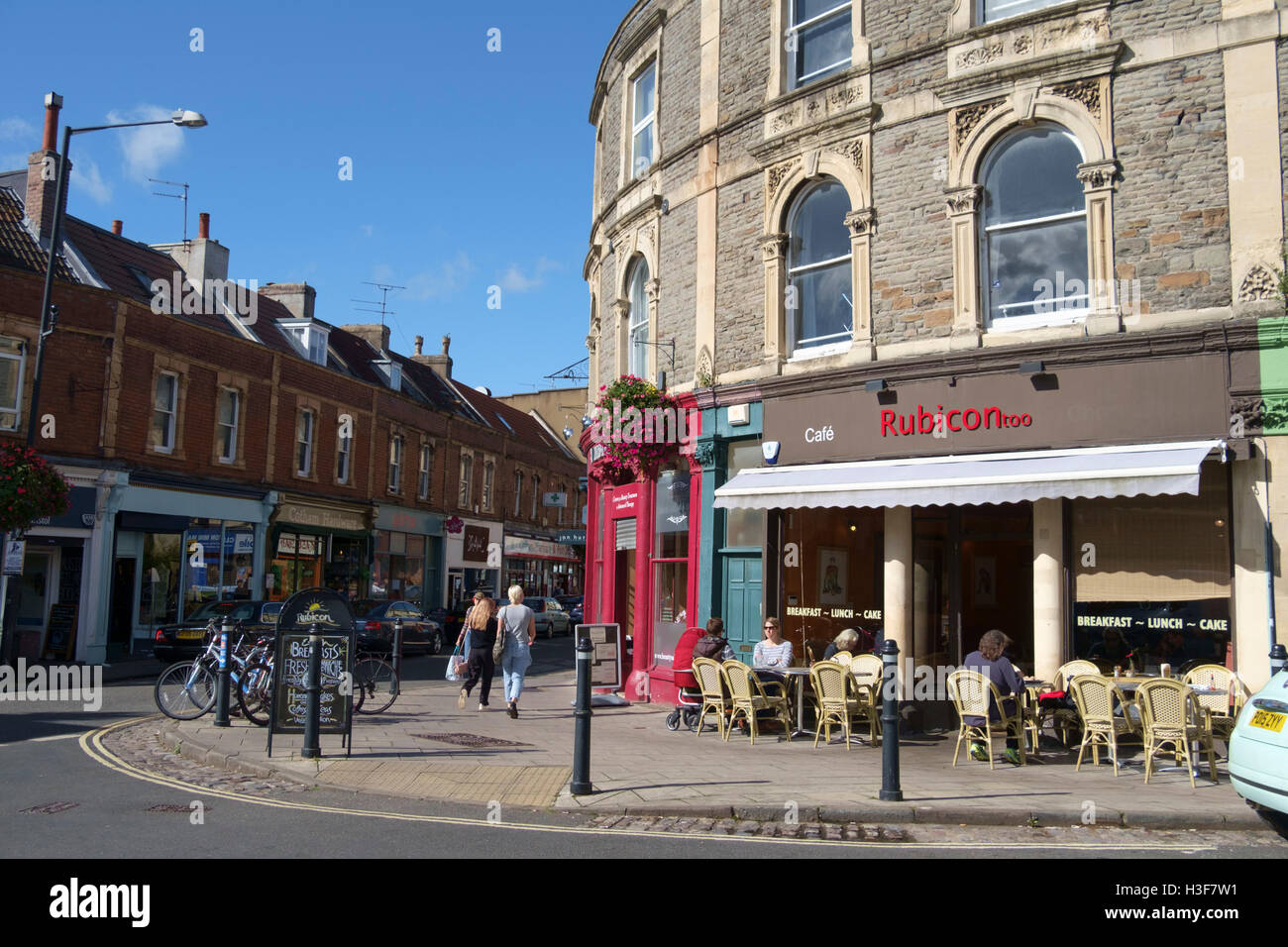 Ansichten rund um die Stadt Bristol England UK Cotham Hügel Rubicontoo Cafe Stockfoto