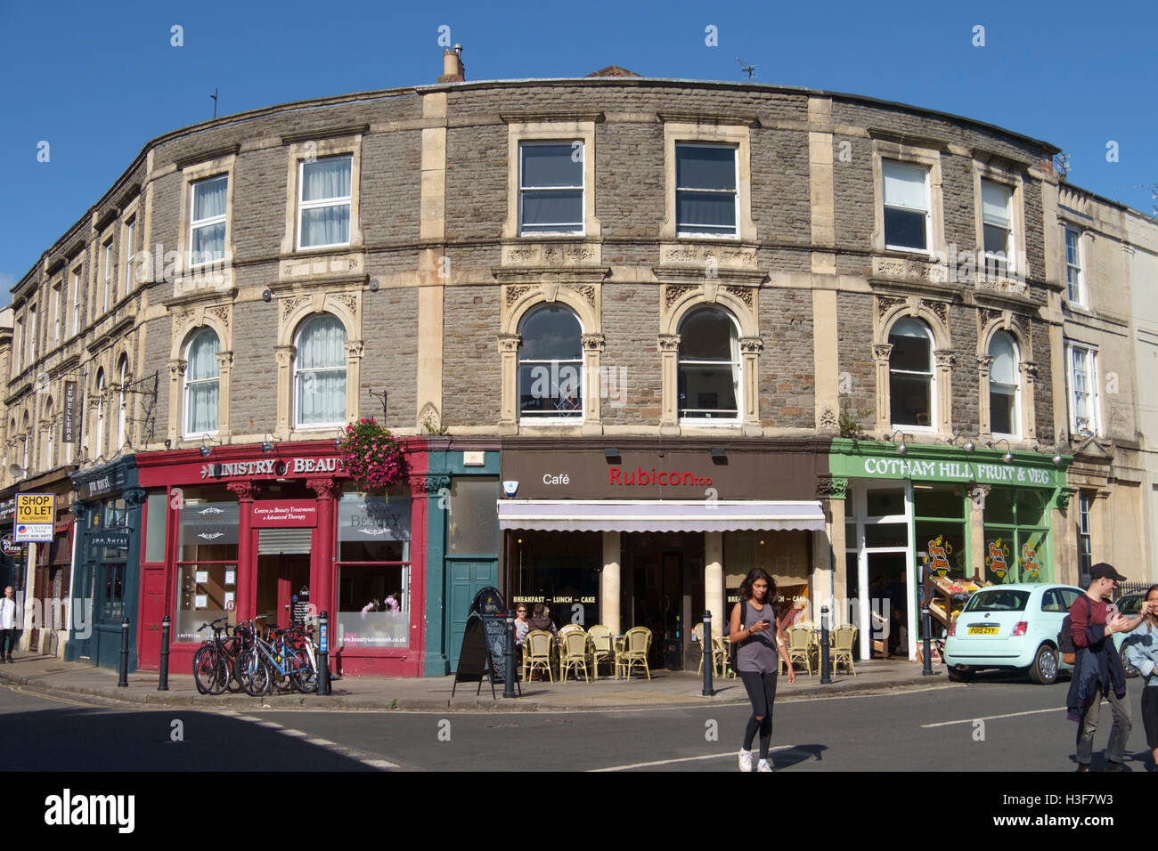 Ansichten rund um die Stadt Bristol England UK Cotham Hügel Rubicontoo Cafe Stockfoto