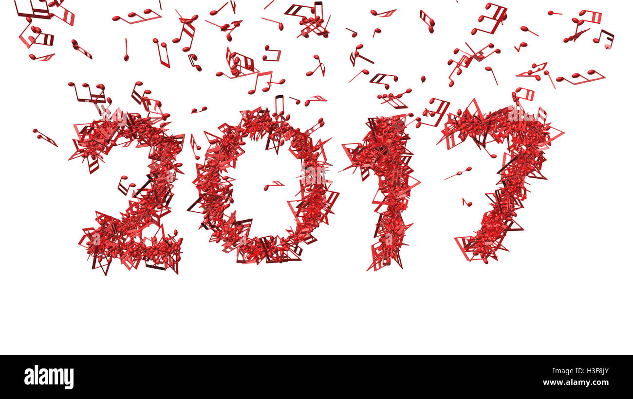 Neujahr 2017 gemacht von Musiknoten Stockfoto