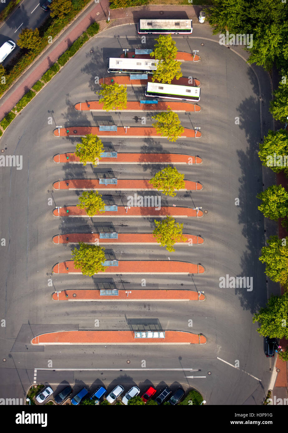 Luftaufnahme, ZOB, ZOB, öffentlichen Verkehrsmitteln, bus Bahnhof Bushaltestelle, Dorsten, Ruhr Gebiet, North Rhine-Westphalia, Stockfoto