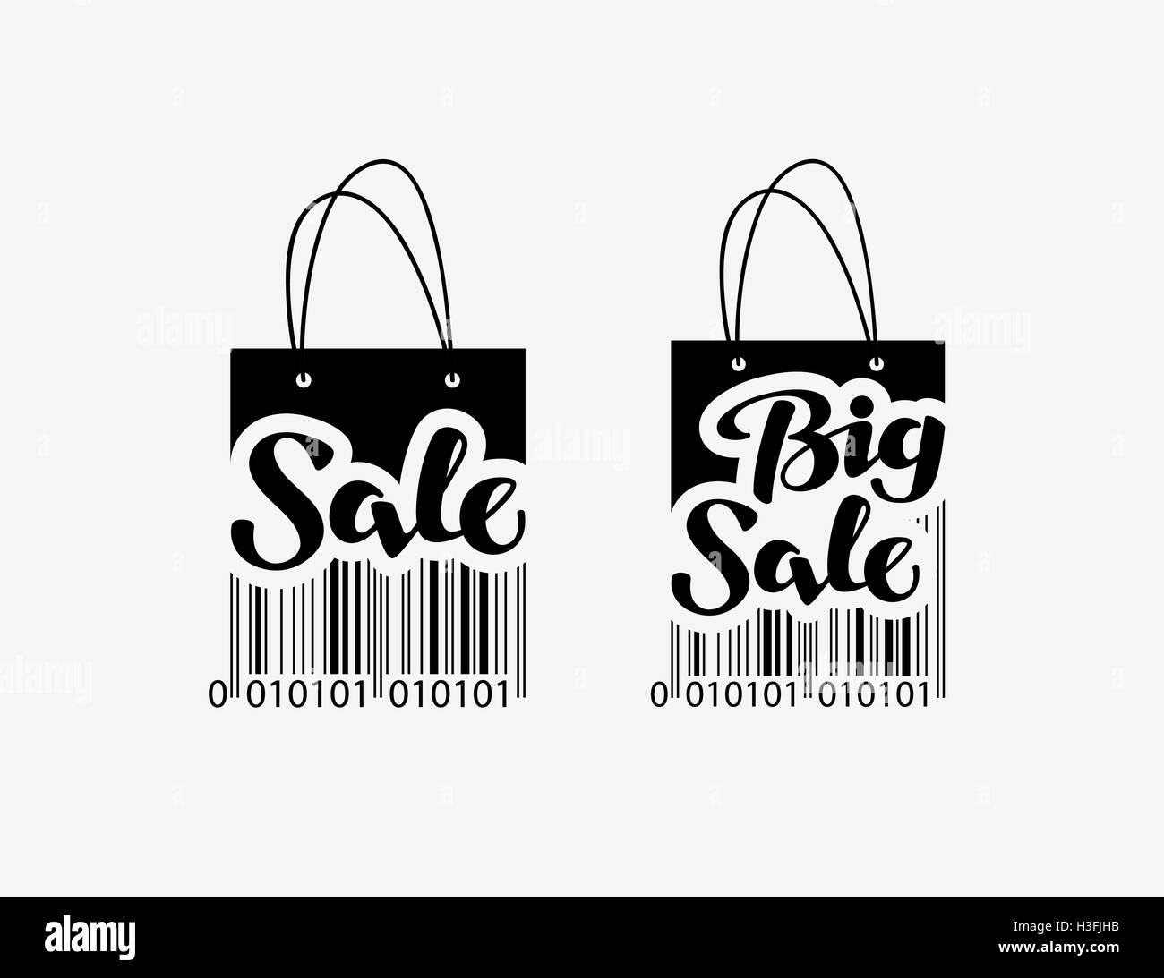 Ausverkauf. Einkaufstasche mit Barcode Stock Vektor