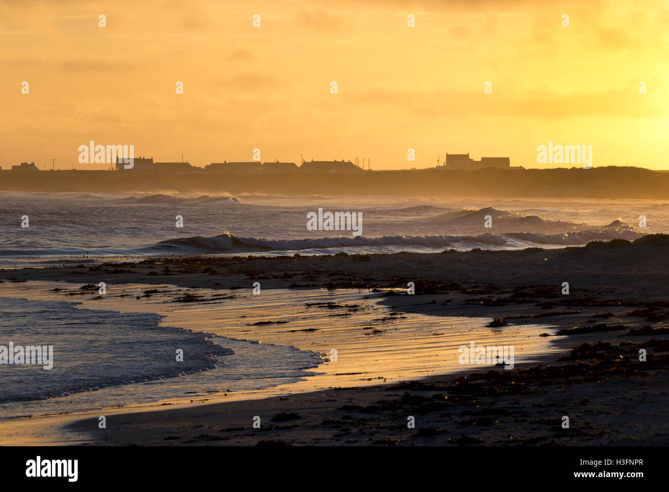 Crossapol Bay bei Sonnenuntergang, Tiree, Inneren Hebriden, Argyll und Bute, Scotland Stockfoto
