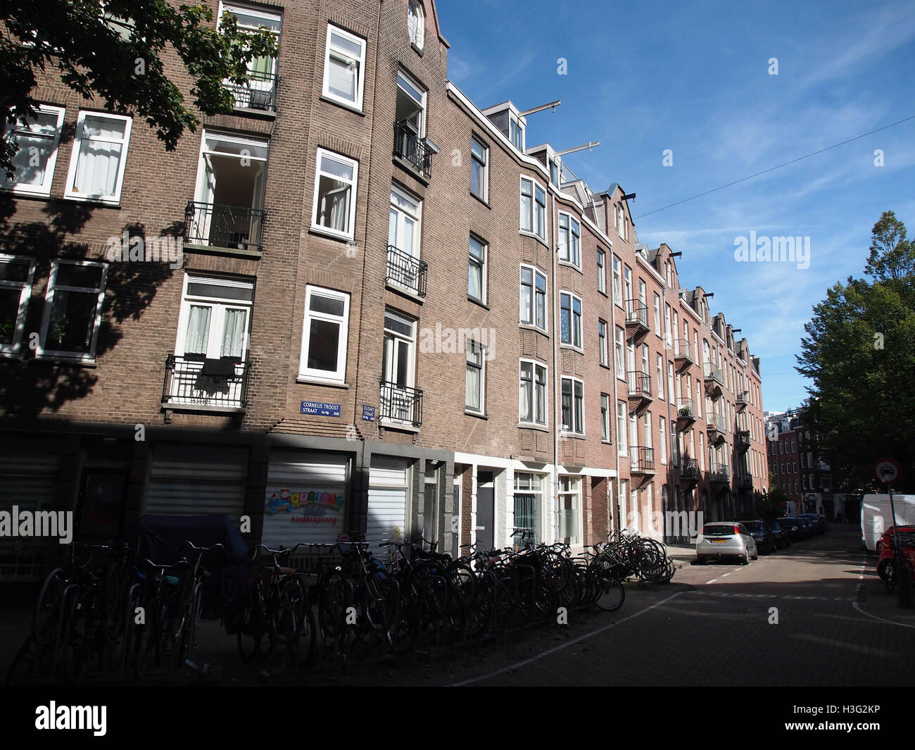 Cornelis Trooststraat Hoek Dusartstraat Stockfoto
