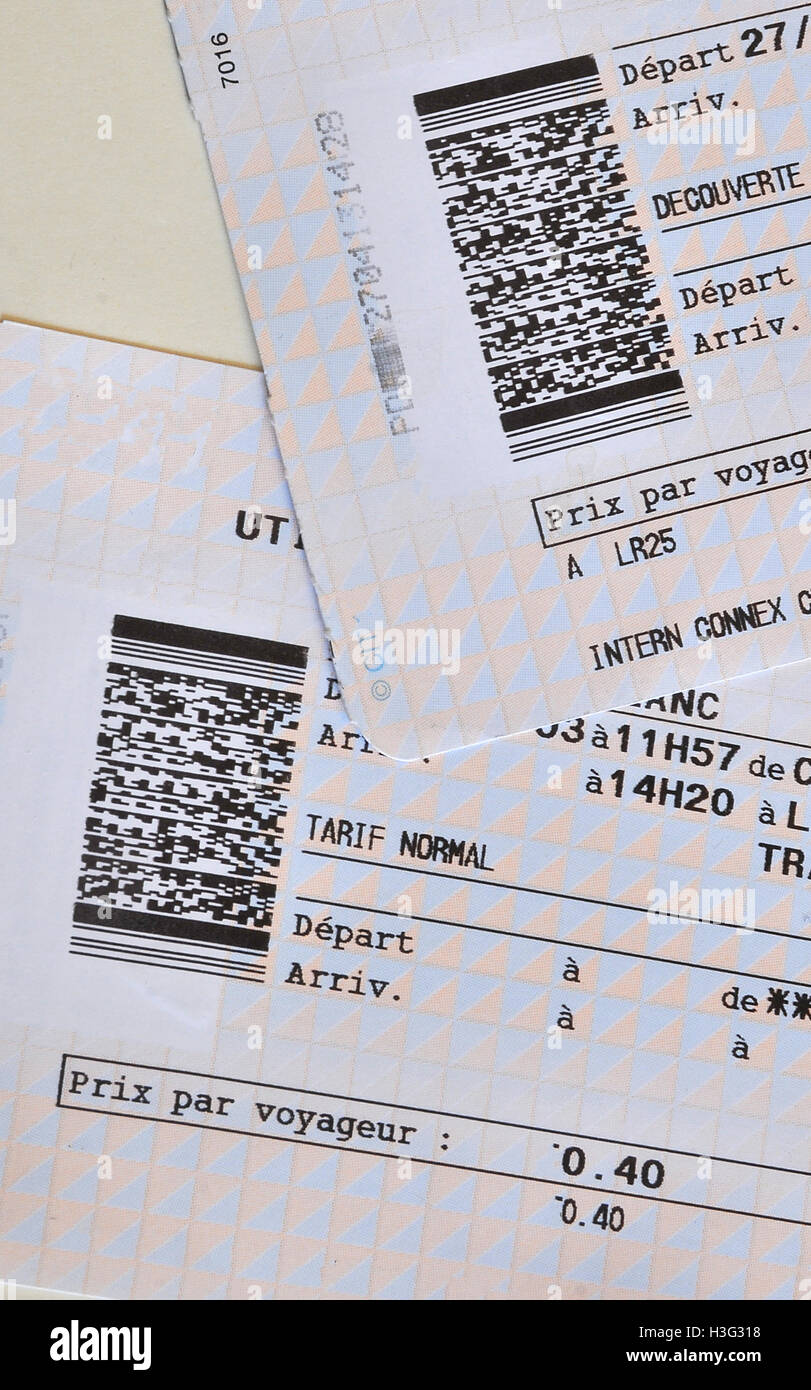 Code-Barre auf Zugticket Stockfoto