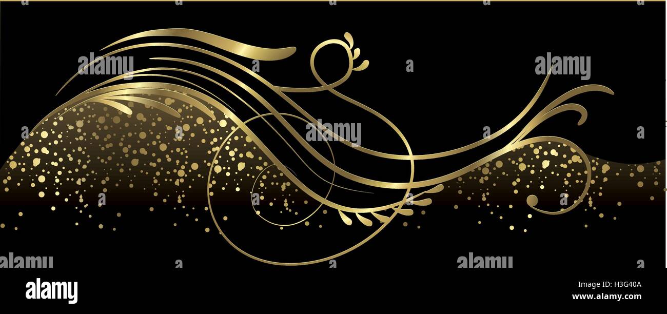 Schwarz und Gold banner voll Vektorelemente Stock Vektor