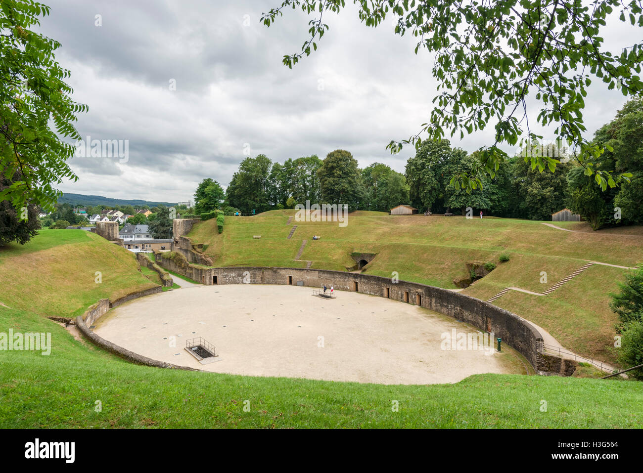 Der Roman Amphitheater in Trier, aus der Zeit um 100AD, Rheinland-Pfalz, Deutschland Stockfoto