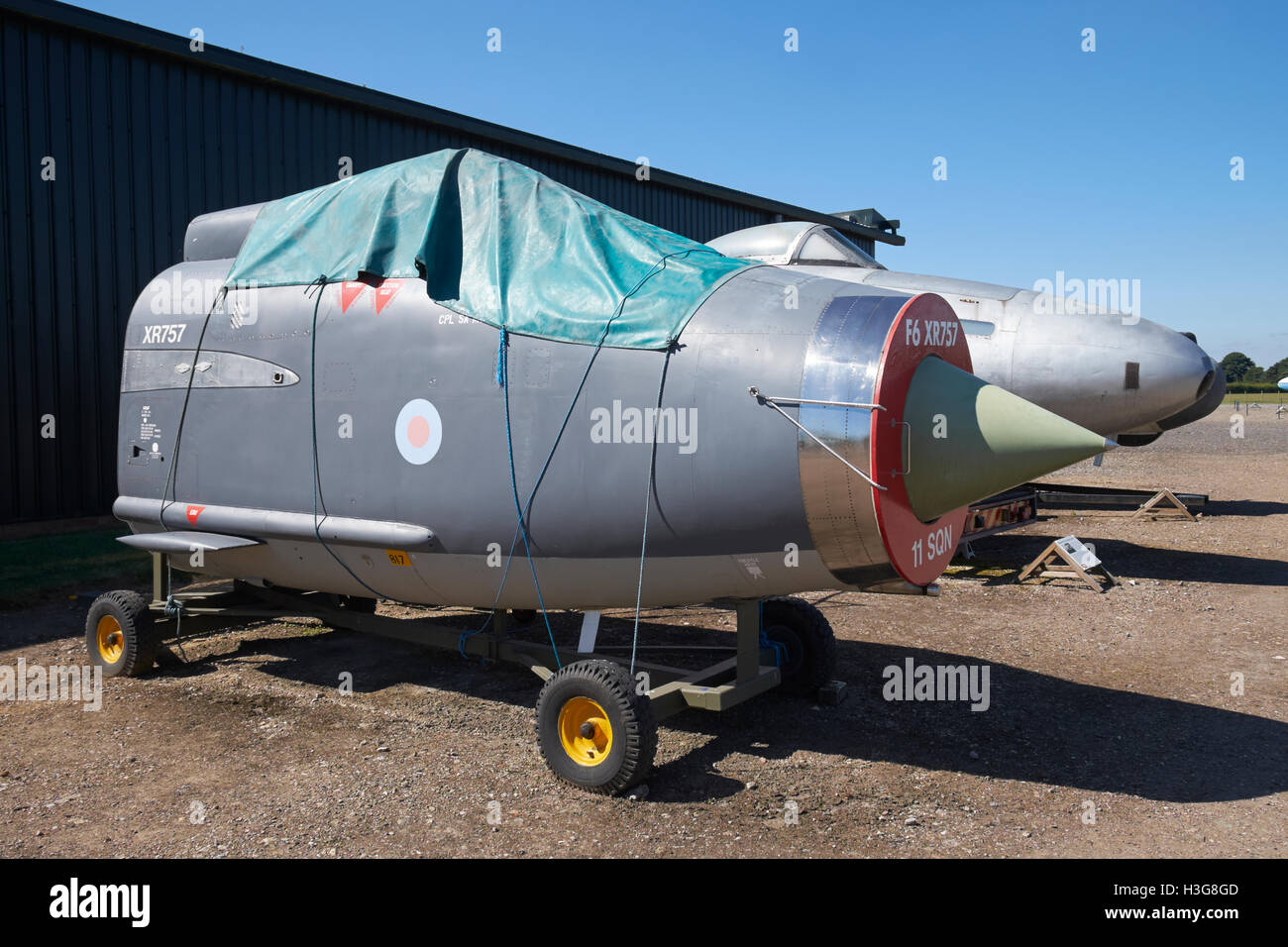 Das Cockpit eines Flugzeuges der English Electric Lightning F6 auf dem Display an der Newark Air Museum, Nottinghamshire, England. Stockfoto