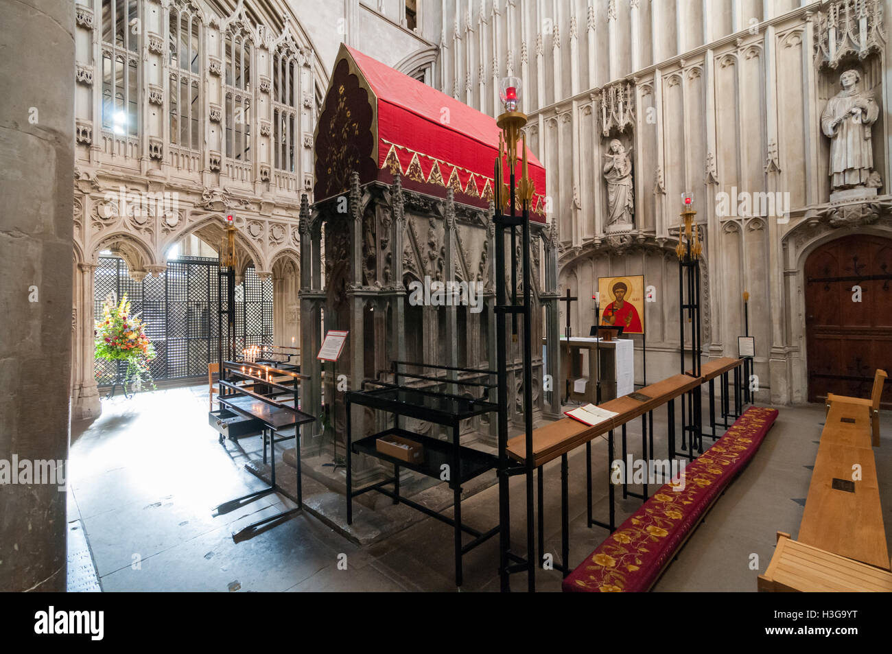 St. Alban-Schrein in St Albans Cathedral, Vereinigtes Königreich Stockfoto