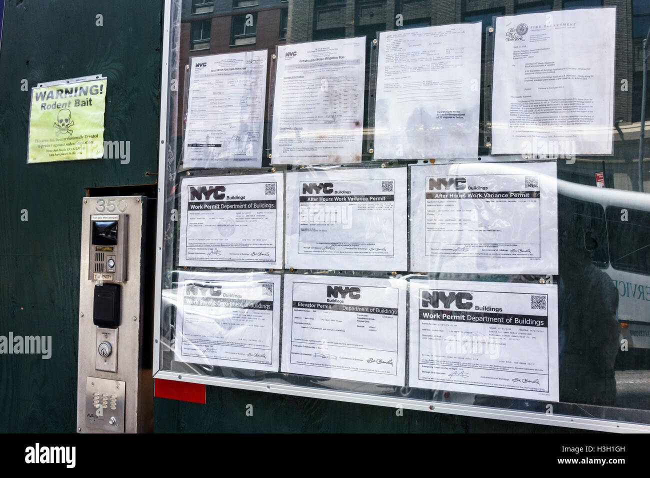 New York City, NY NYC Manhattan, Hell's Kitchen, Gebäude, Außen, Gebäudeabteilung, Regierungsbehörde, neu, unter, Bau, Baustelle, Gebäude, Abriss Stockfoto