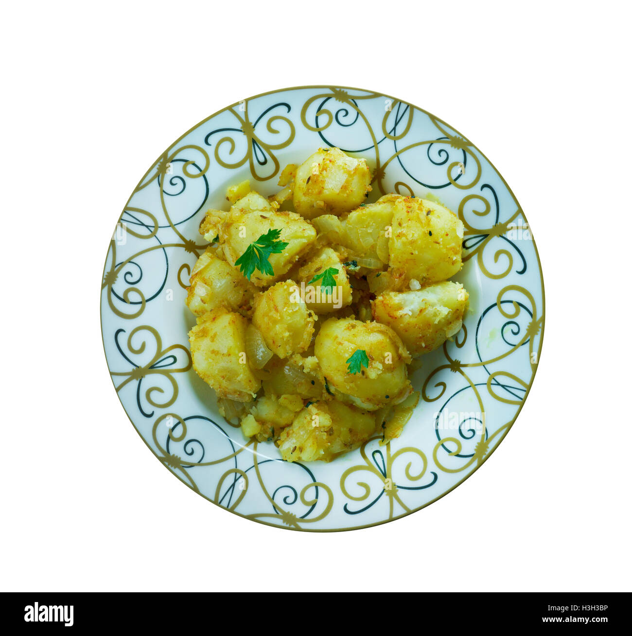 Kreuzkümmel Samen-Kartoffel - Batate b'kamun. Orientalische und indische Küche Stockfoto