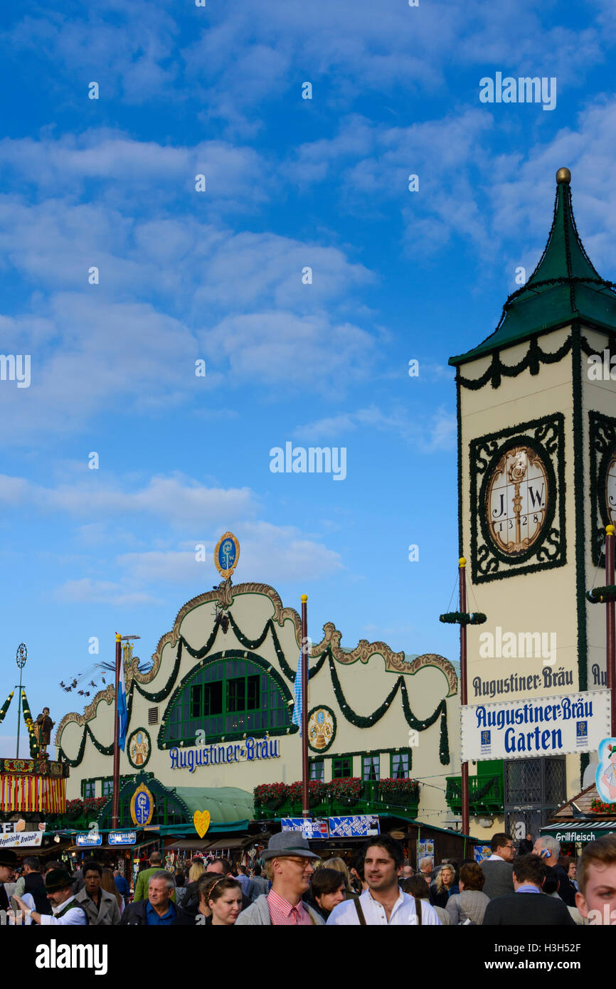 München, München: Oktoberfest-Bierfest: Augustiner-Bräu Zelt, Oberbayern, Oberbayern, Bayern, Bayern, Deutschland Stockfoto