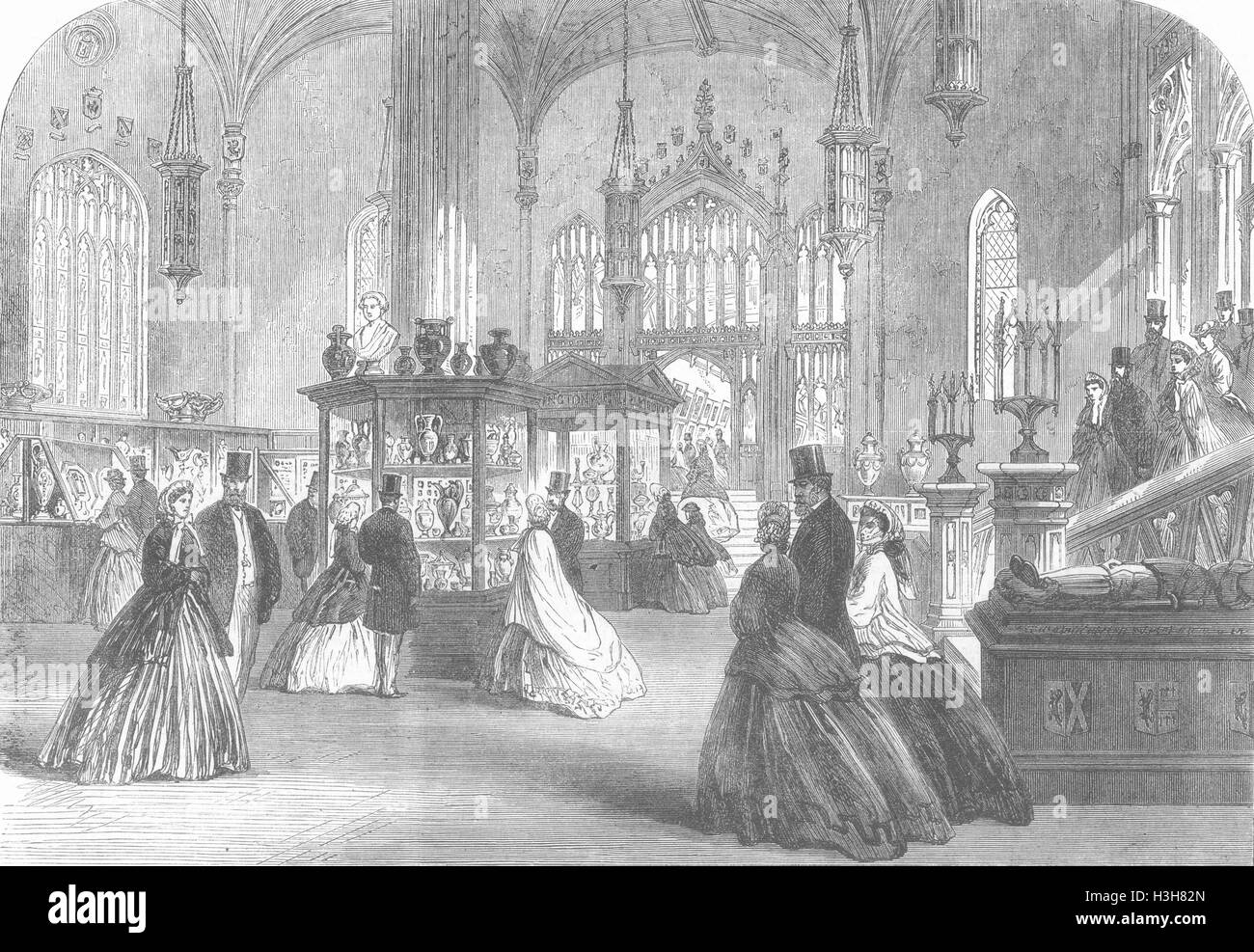 STAFFORDSHIRE Alton Towers Wedgwood Geschirr, Octagon Zimmer 1865. Illustrierte London News Stockfoto