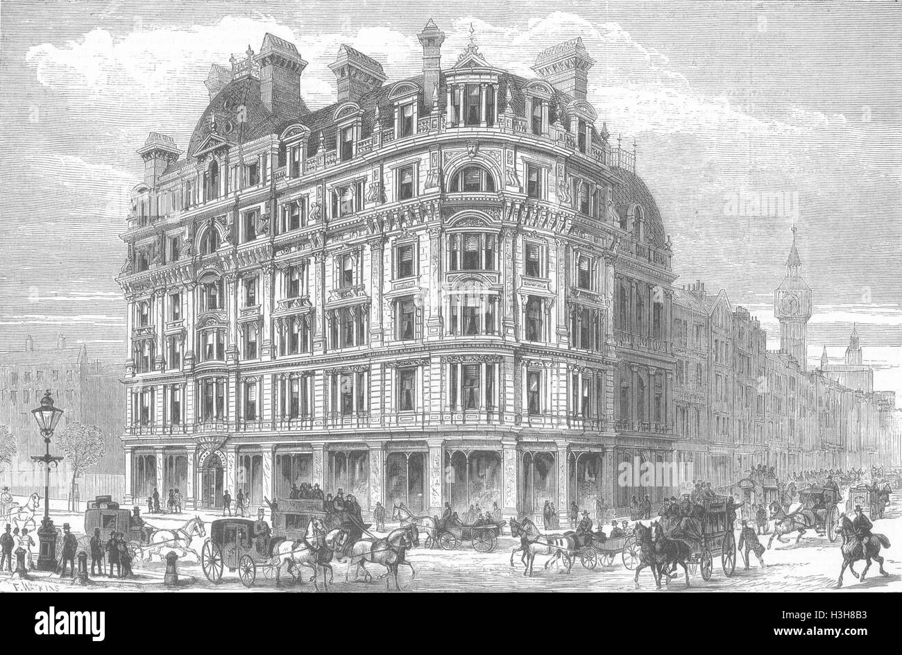 Londoner National Liberal Club, Charing Cross-1883. Illustrierte London News Stockfoto