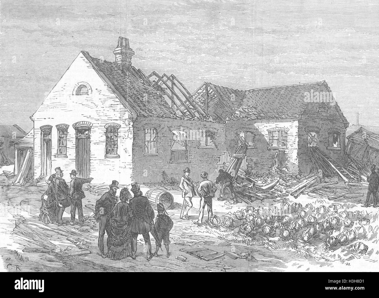 LONDON-Fabrik Explosion, Greenwich Sümpfe 1872. Illustrierte London News Stockfoto