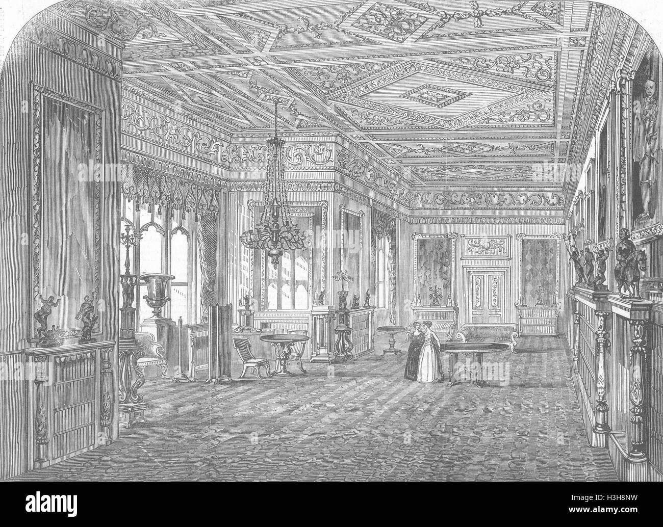 BERKS Windsor Castle Green Salon 1847. Illustrierte London News Stockfoto