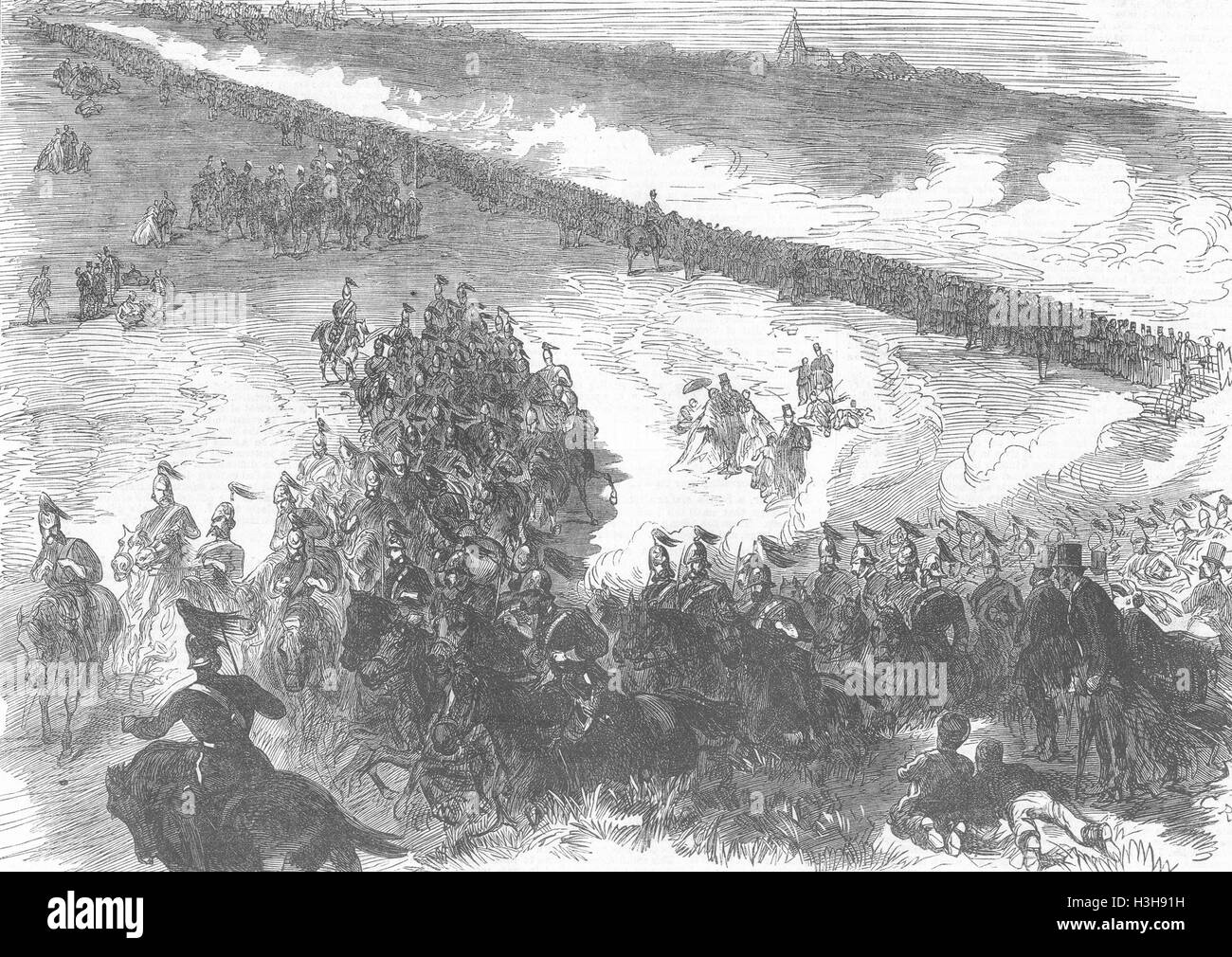 KENT Military Übung, Round Down Folkestone 1865. Illustrierte London News Stockfoto