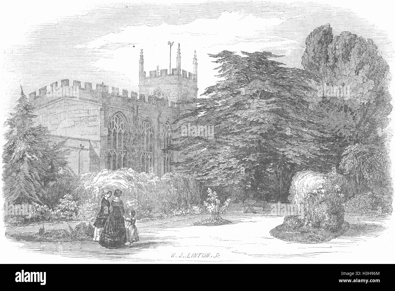 WARCS neue Ort, Gilde Kapelle, Shakespeare, Stratford 1847. Illustrierte London News Stockfoto