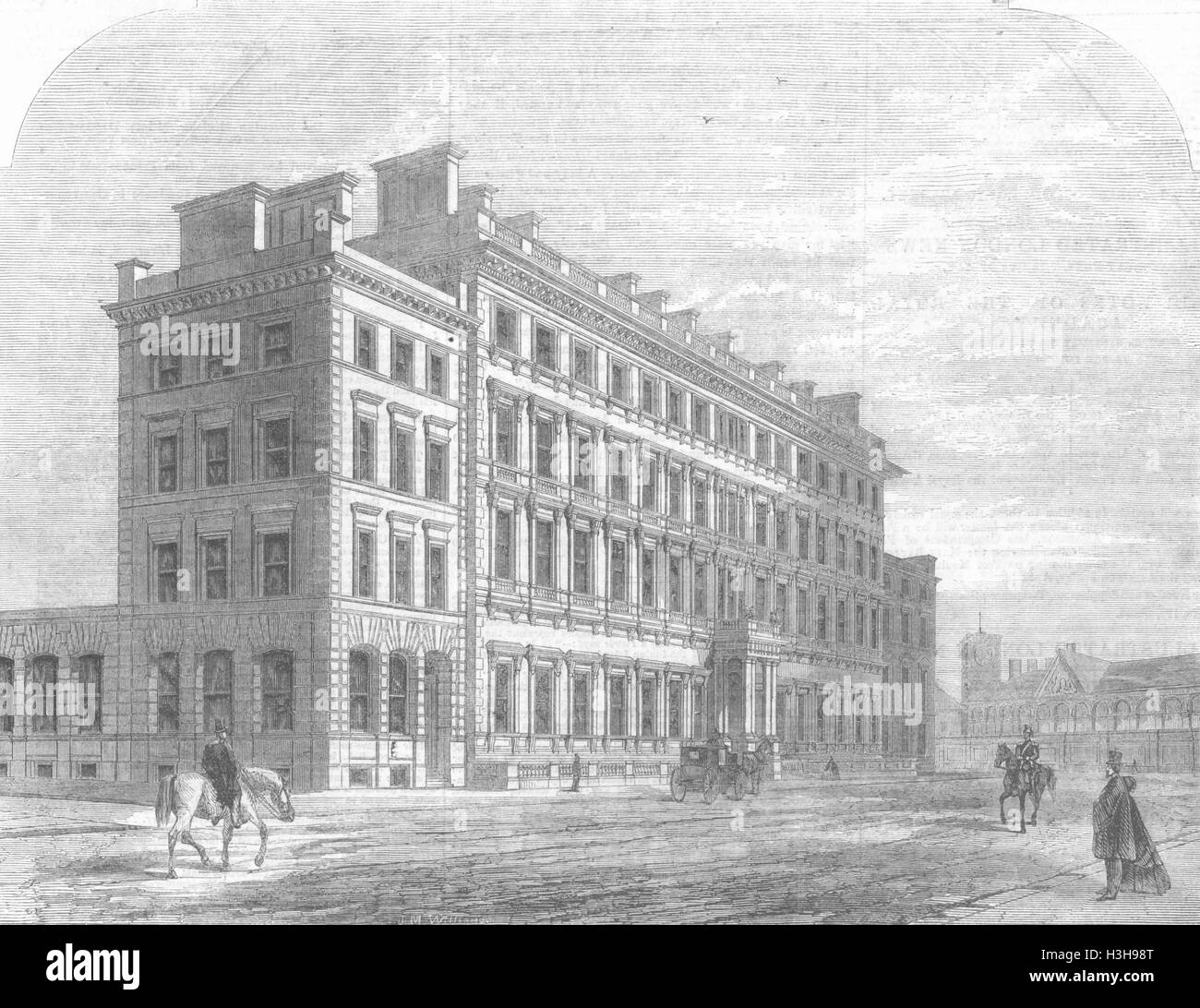 BUCKS Palace Hotel, Buckingham Gate 1861. Illustrierte London News Stockfoto