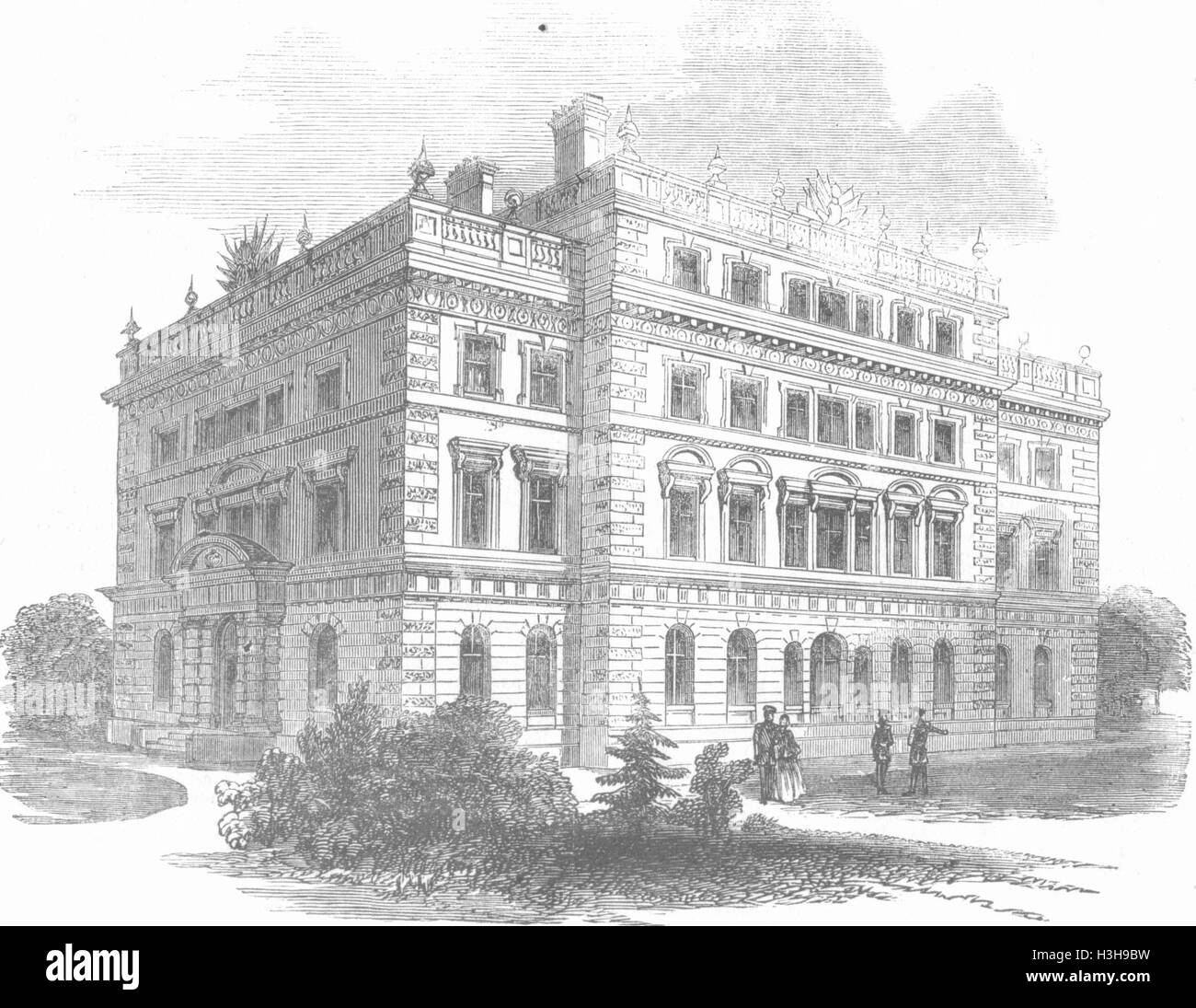 Kavallerie College in LONDON, Richmond Schlussstein gelegt, 1857. Illustrierte London News Stockfoto
