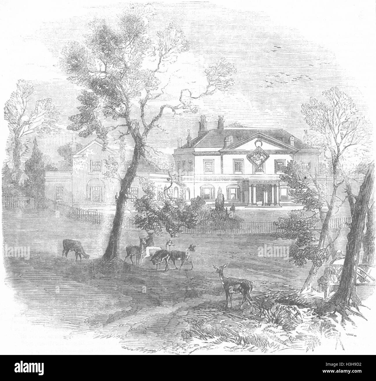 LONDON, weiße Lodge(Ranger's), Richmond Park 1858. Illustrierte London News Stockfoto