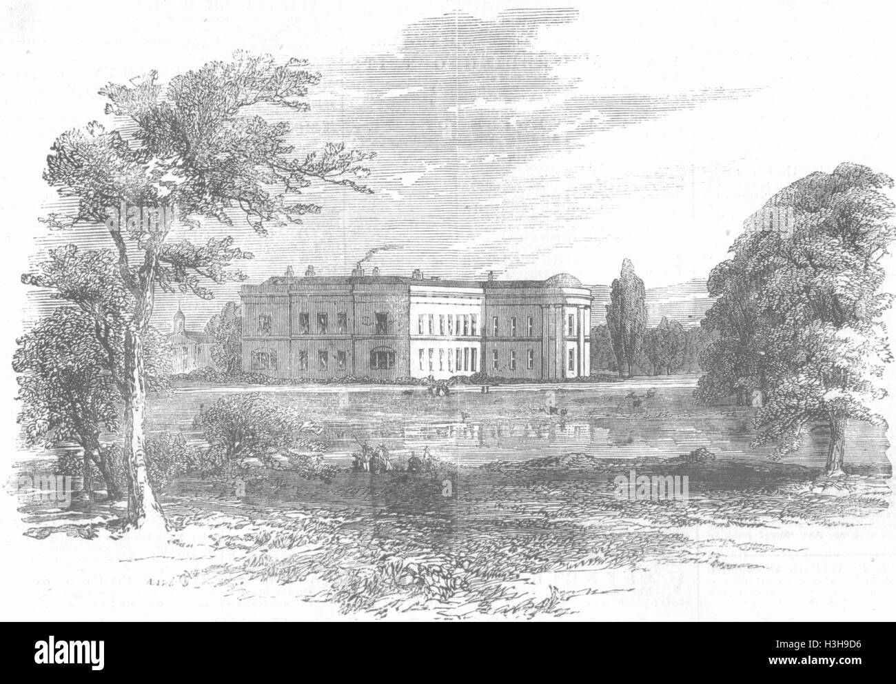 WALES Wynnstay brannte Denbighshire(Wynn) 1858. Illustrierte London News Stockfoto