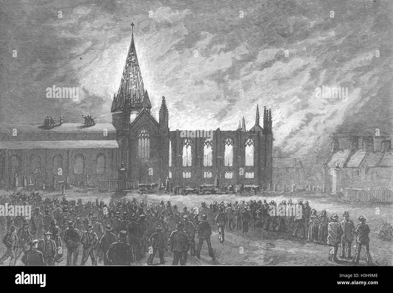 Aberdeen, Schottland East Church brannte 1874. Die Grafik Stockfoto