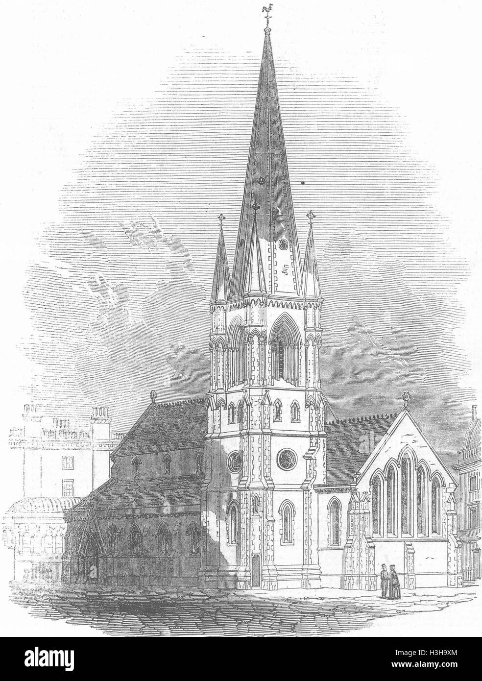 LONDON neue Kirche von Str. Matthew, Stadt Rd, 1848. Illustrierte London News Stockfoto