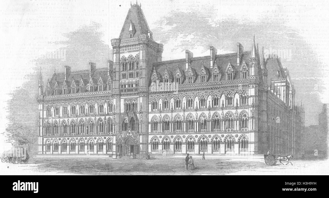 Gilbert Scott LONDON Design für Auswärtige Amt 1857. Illustrierte London News Stockfoto