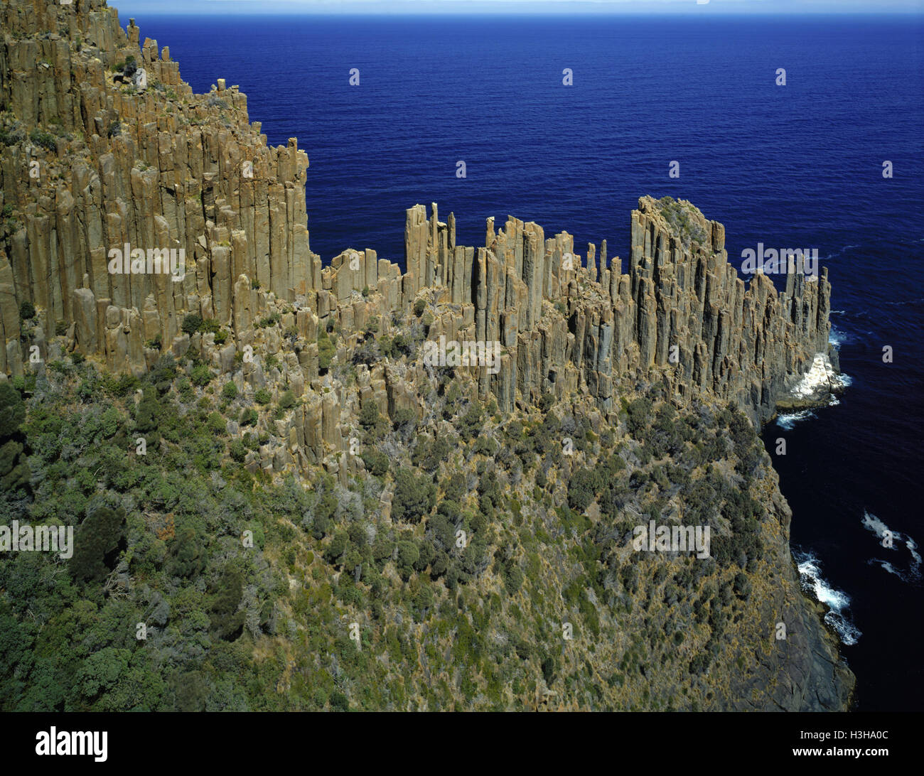 Cape Raoul, säulenförmigen auswarfen, vulkanischen Ursprungs (Magma). Stockfoto