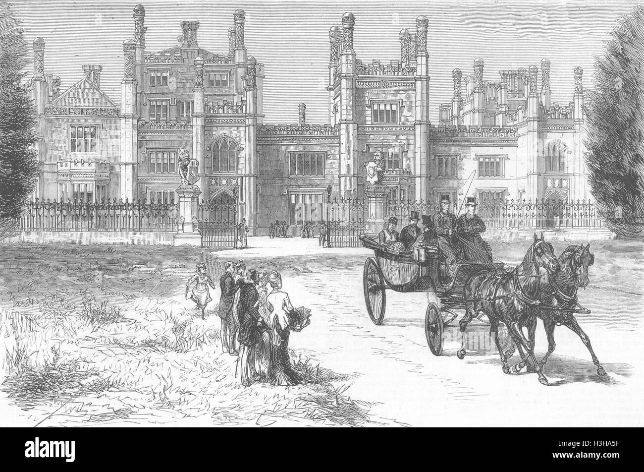 Truro CORNWALL Prince Of Wales, Tregothnan Burg, 1880. Die Grafik Stockfoto