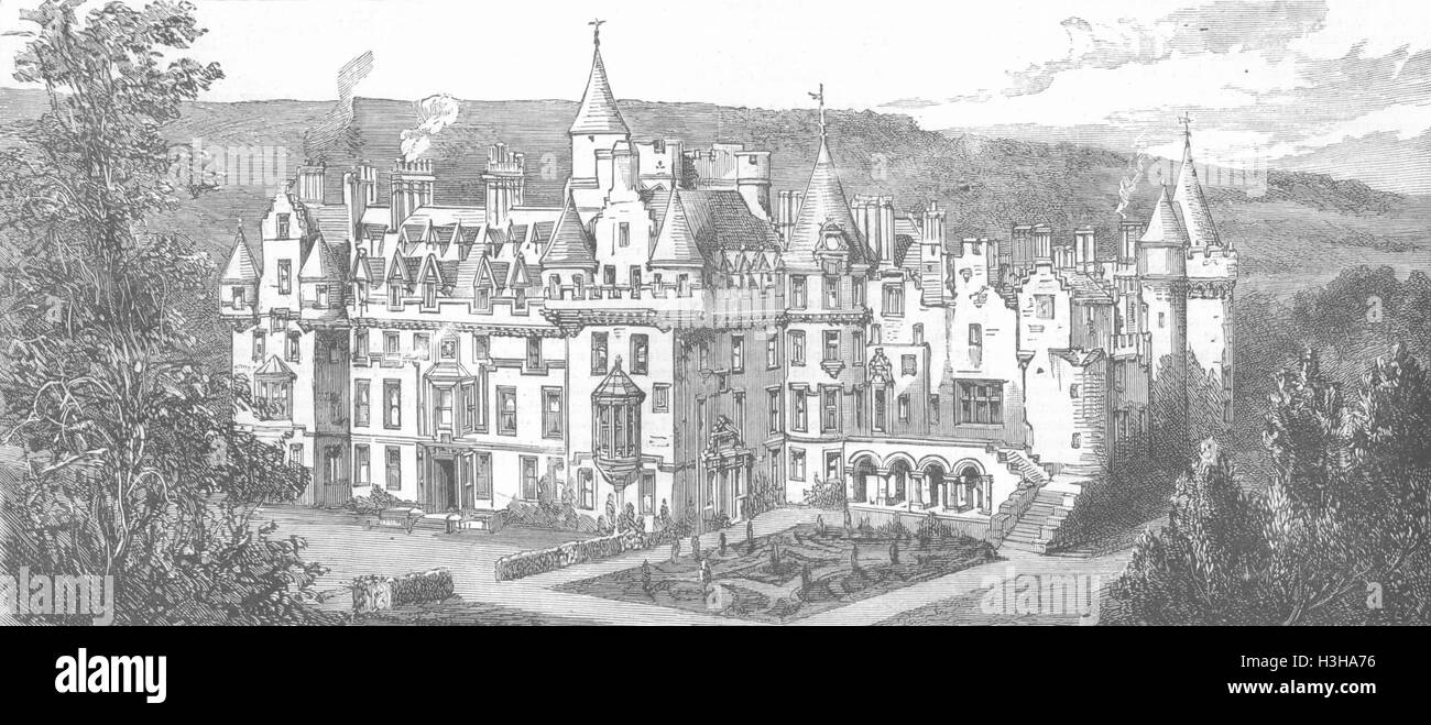 Schottland übernahm Schloss Havarie, 1883 abgebrannt. Die Grafik Stockfoto