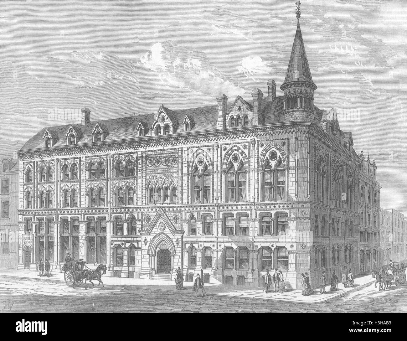 LONDON Ost, West India Dock Co Haus, Billiter Sq 1877. Illustrierte London News Stockfoto