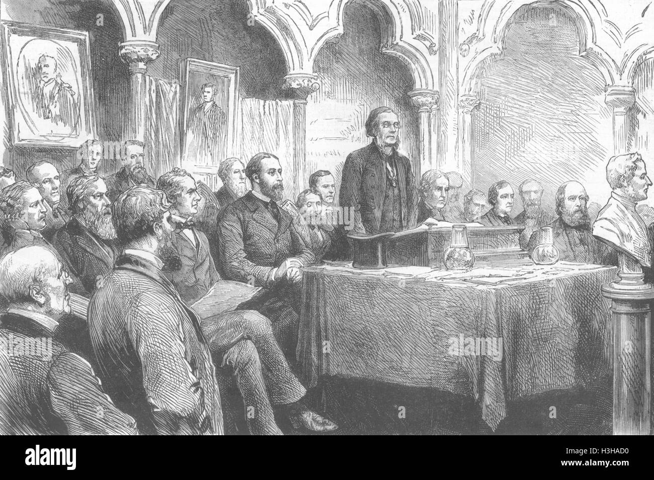 LONDON-Dekan Stanley Kapitelsaal, Westminster 1881. Die Grafik Stockfoto