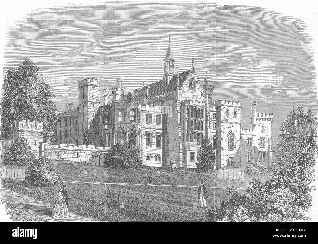 STAFFORDSHIRE Alton Towers, Earl of Shrewsbury 1860. Illustrierte London News Stockfoto