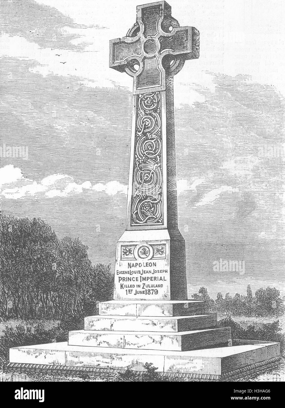 LONDON-Denkmal für Prinz Imperial, Chiselhurst 1881. Die Grafik Stockfoto