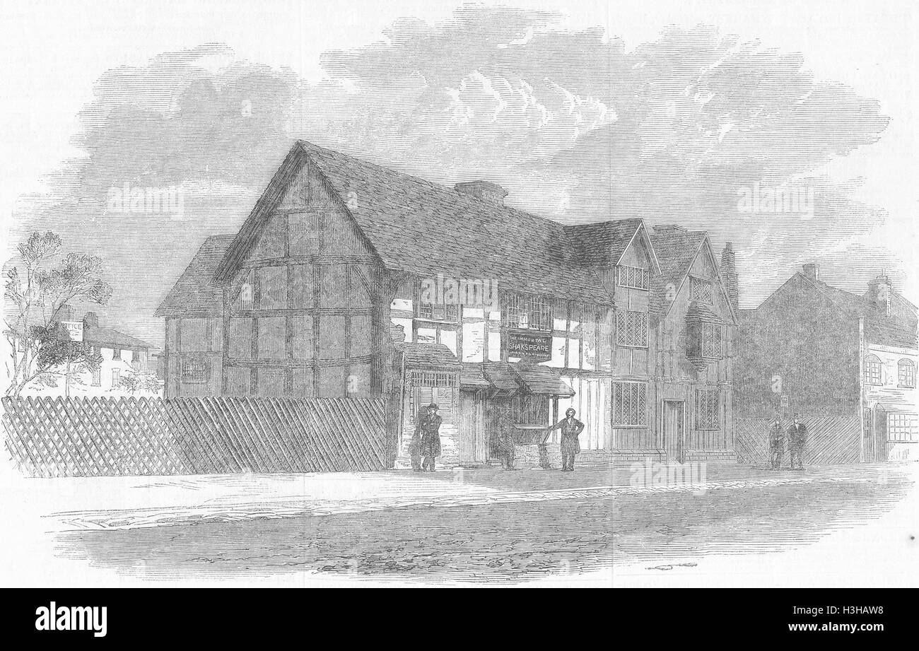STRATFORD, AVON Shakespeares Geburtshaus, 1859. Bebilderte News of the World Stockfoto